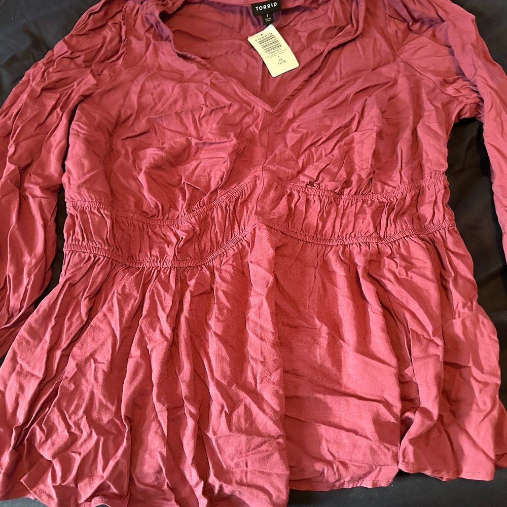 Torrid Plus size 1 Pink Peplum Top Size 14/16 NWT